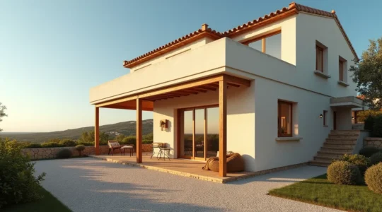 Maison typique méditerranéenne à Perpignan avec lumière naturelle douce et cadre extérieur clair